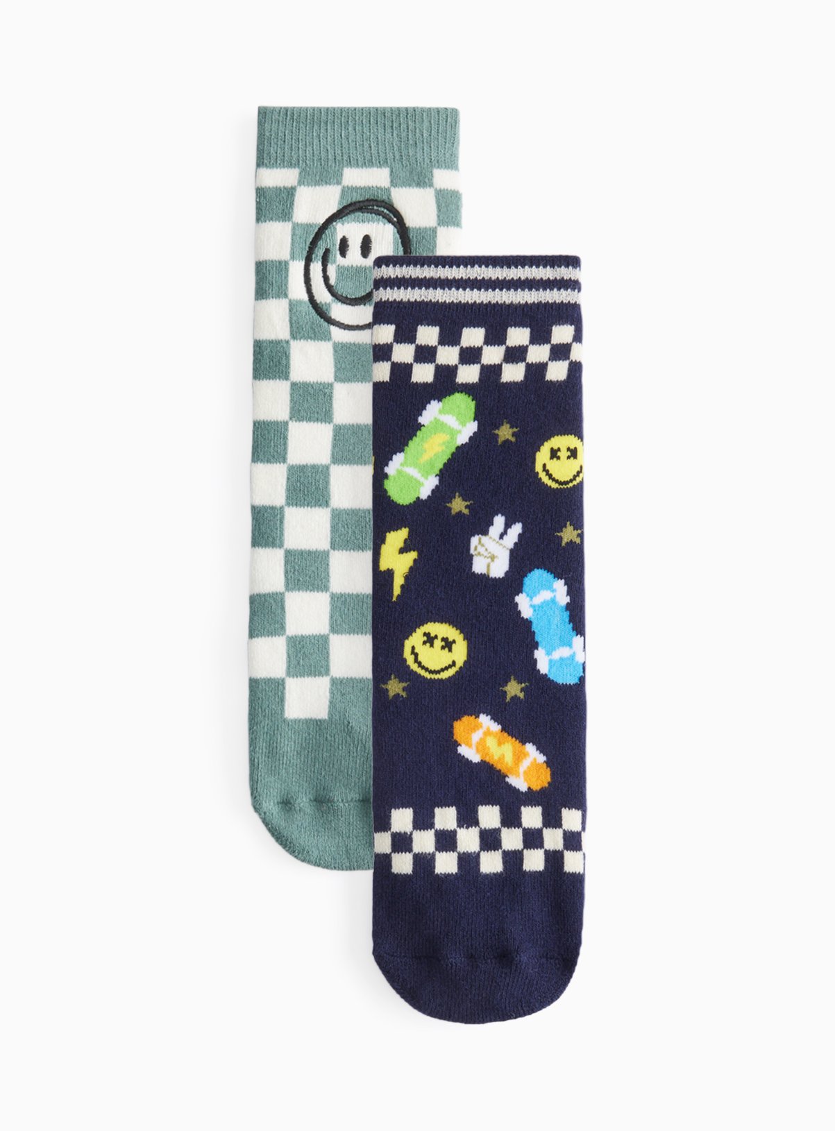 Grey Checked Skater Thermal Socks 2 Pack 