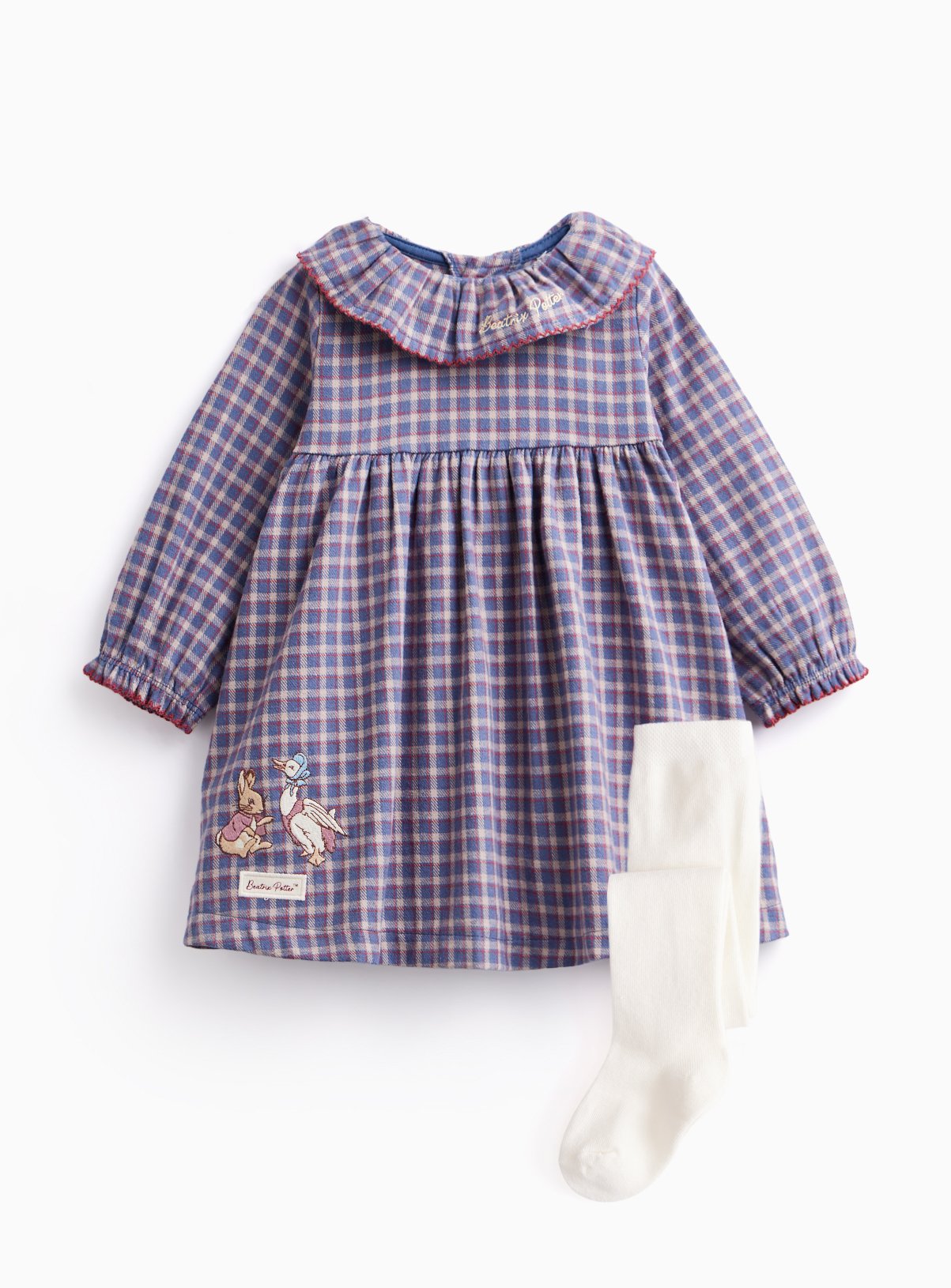 Peter Rabbit Check Christmas Dress & Tights Set 