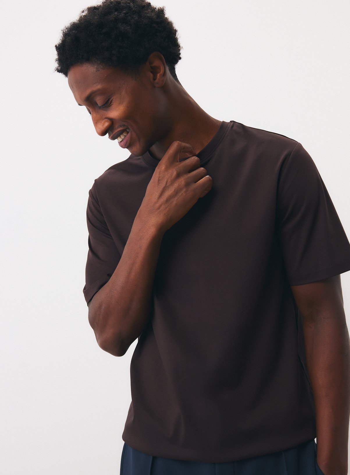 Brown Supima Cotton Crew Neck T-Shirt 