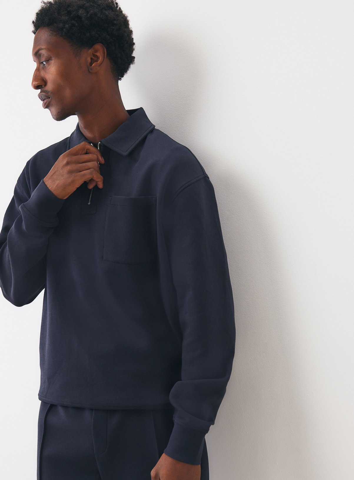 Navy Half-Zip Collared Sweater 