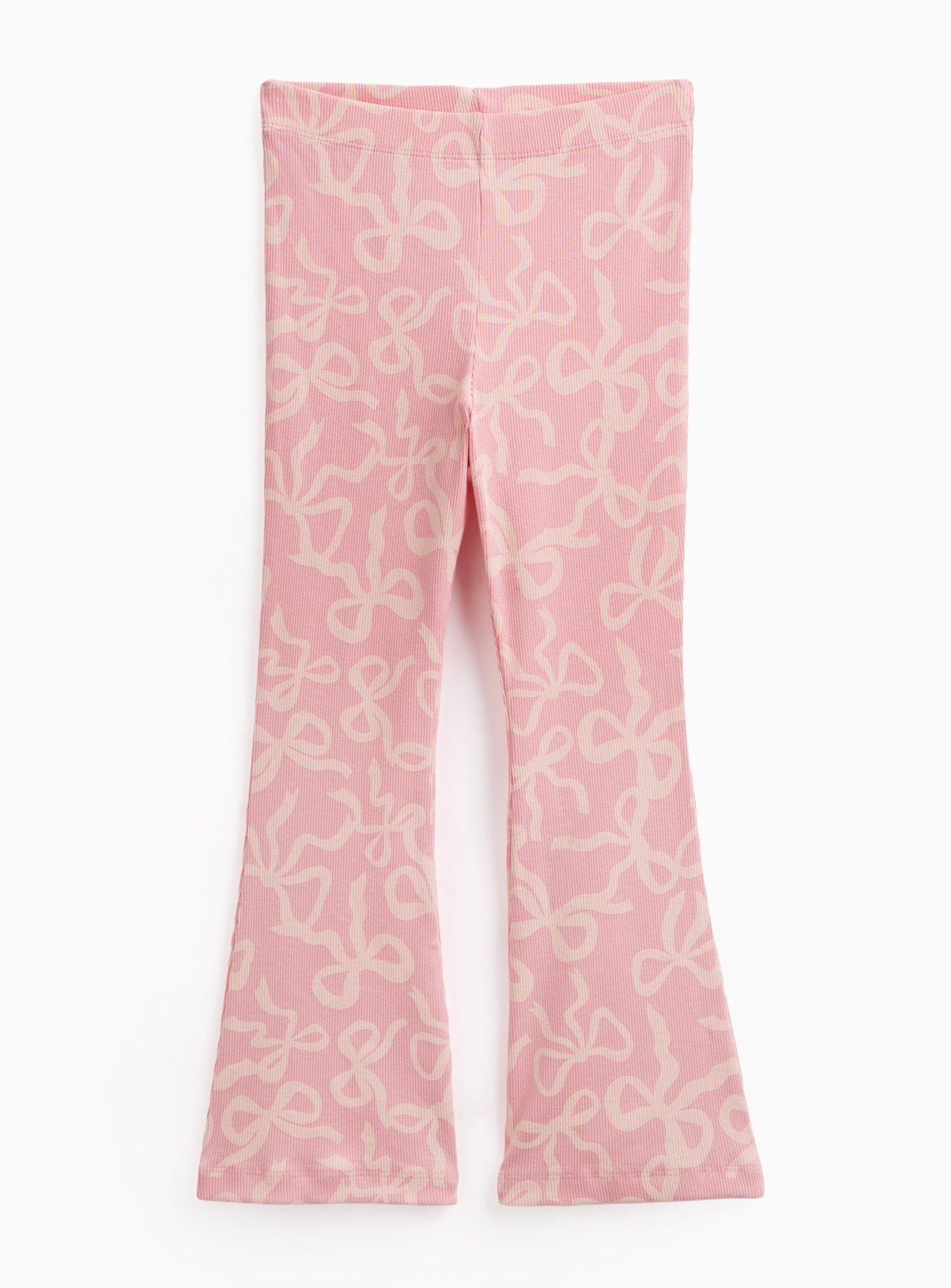 Pink Bow Print Kick Flare Leggings 