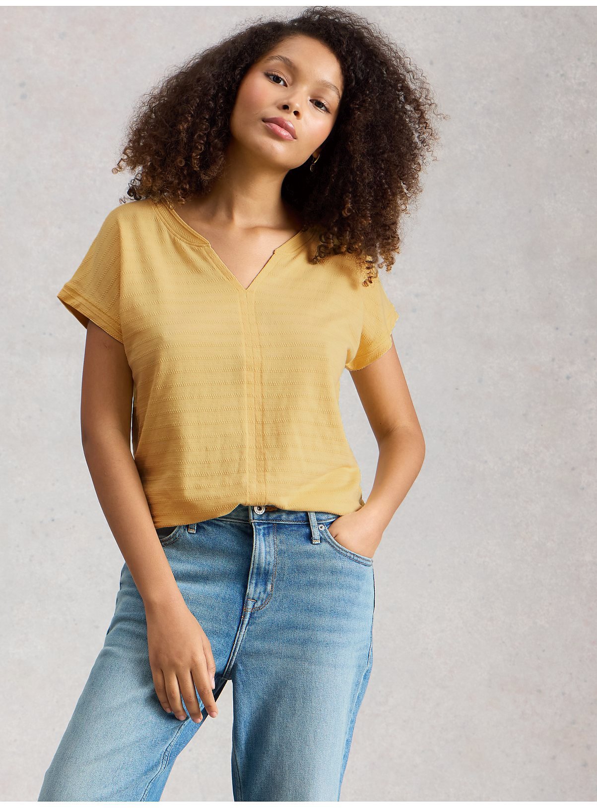 WHITE STUFF Nelly Notch Texture T Shirt 10