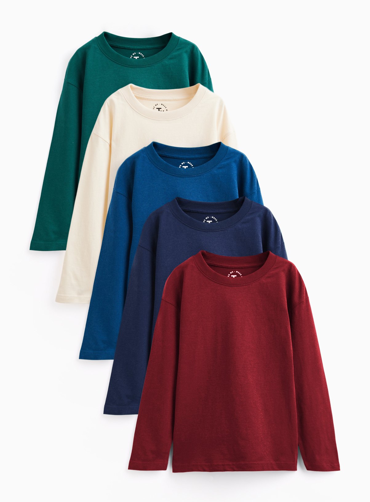 Assorted Colours Long Sleeve T-Shirts 5 Pack 