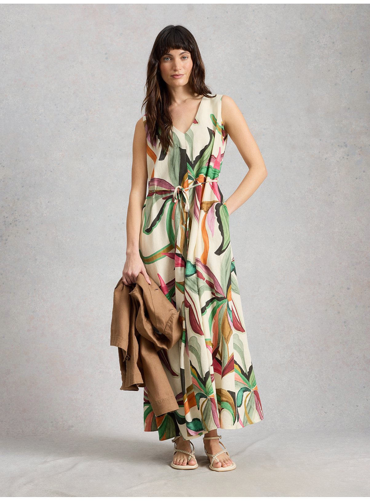 WHITE STUFF Poppy Linen Blend Maxi Dress 12