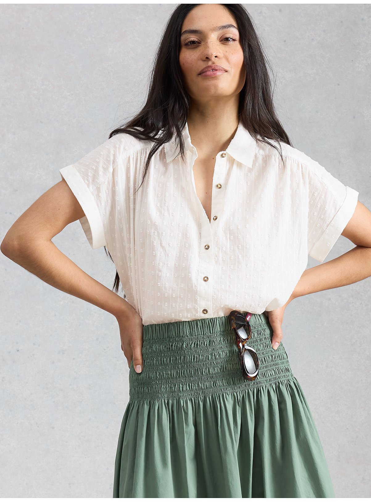 WHITE STUFF Orla Button Through Shirt White