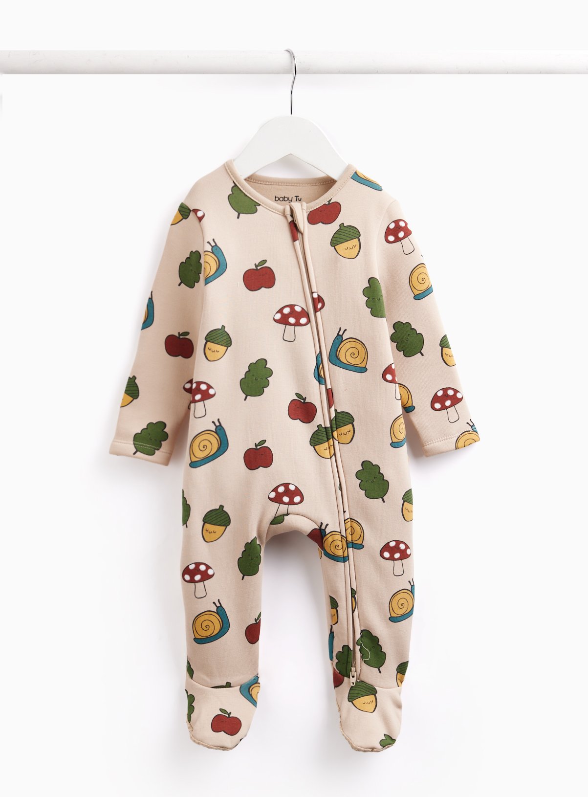 Mushrooms & Snails Fleece-Lined Sleepsuit Up to 3 mths