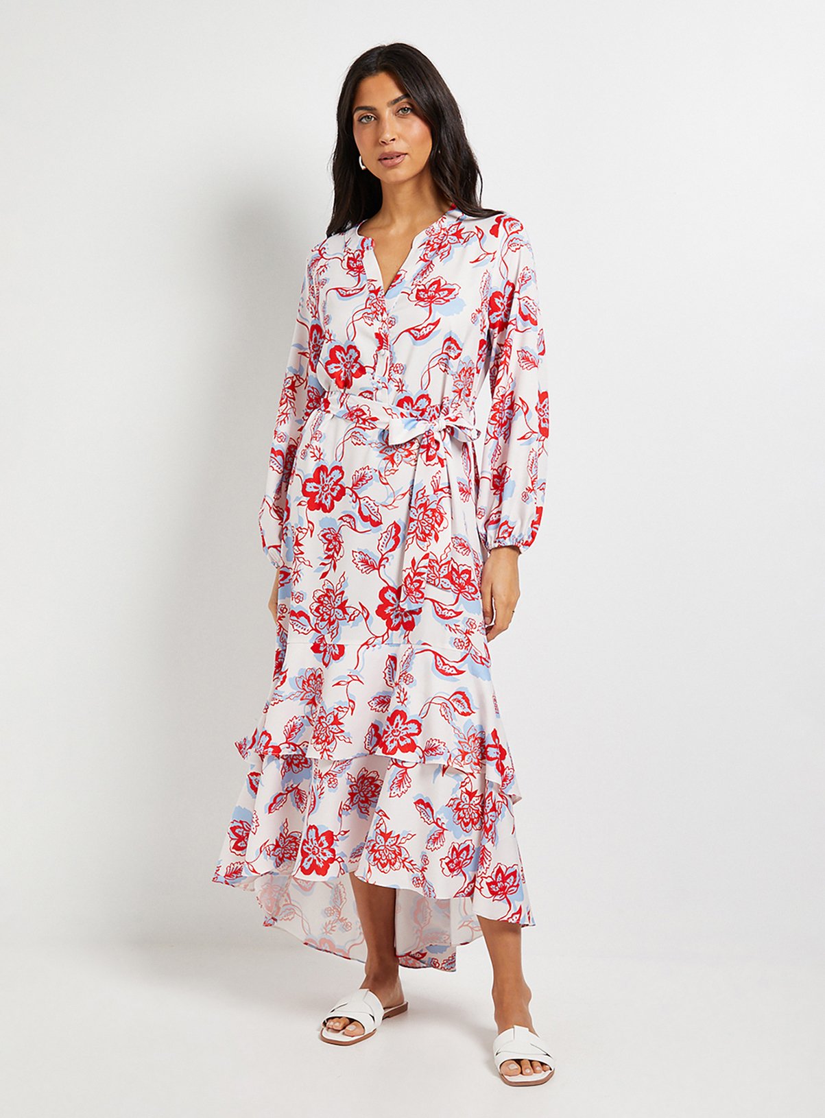 WALLIS Floral Print Button Midi Dress Shift Dress 16