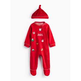 My First Christmas Velour Sleepsuit & Hat Set