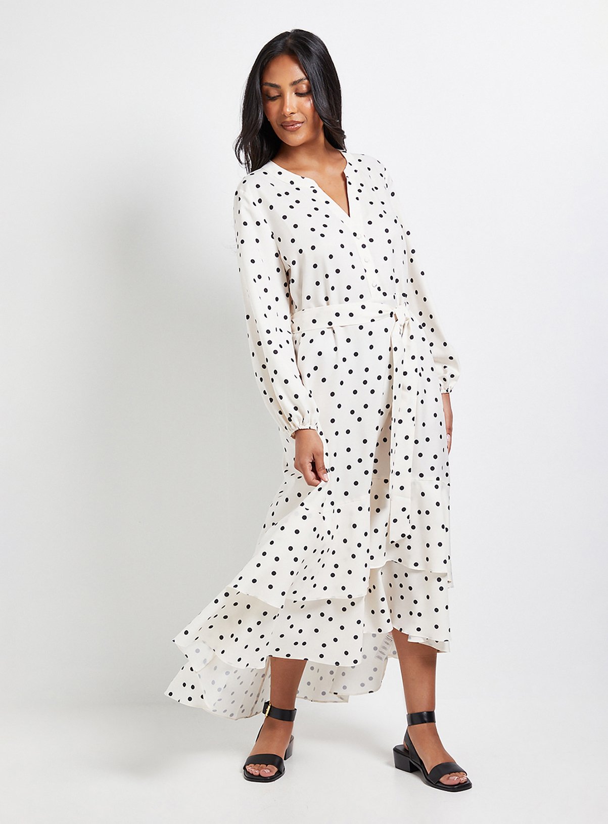 WALLIS Petite Spot Print Button Midi Shirt Dress