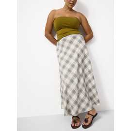 White Check Print Full Co-ord Skirt
