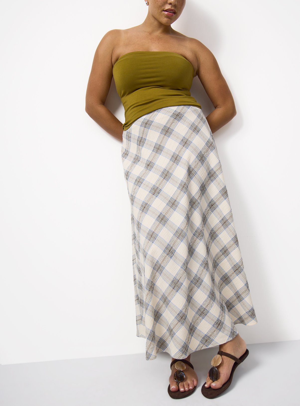 White Check Print Full Co-ord Skirt 20