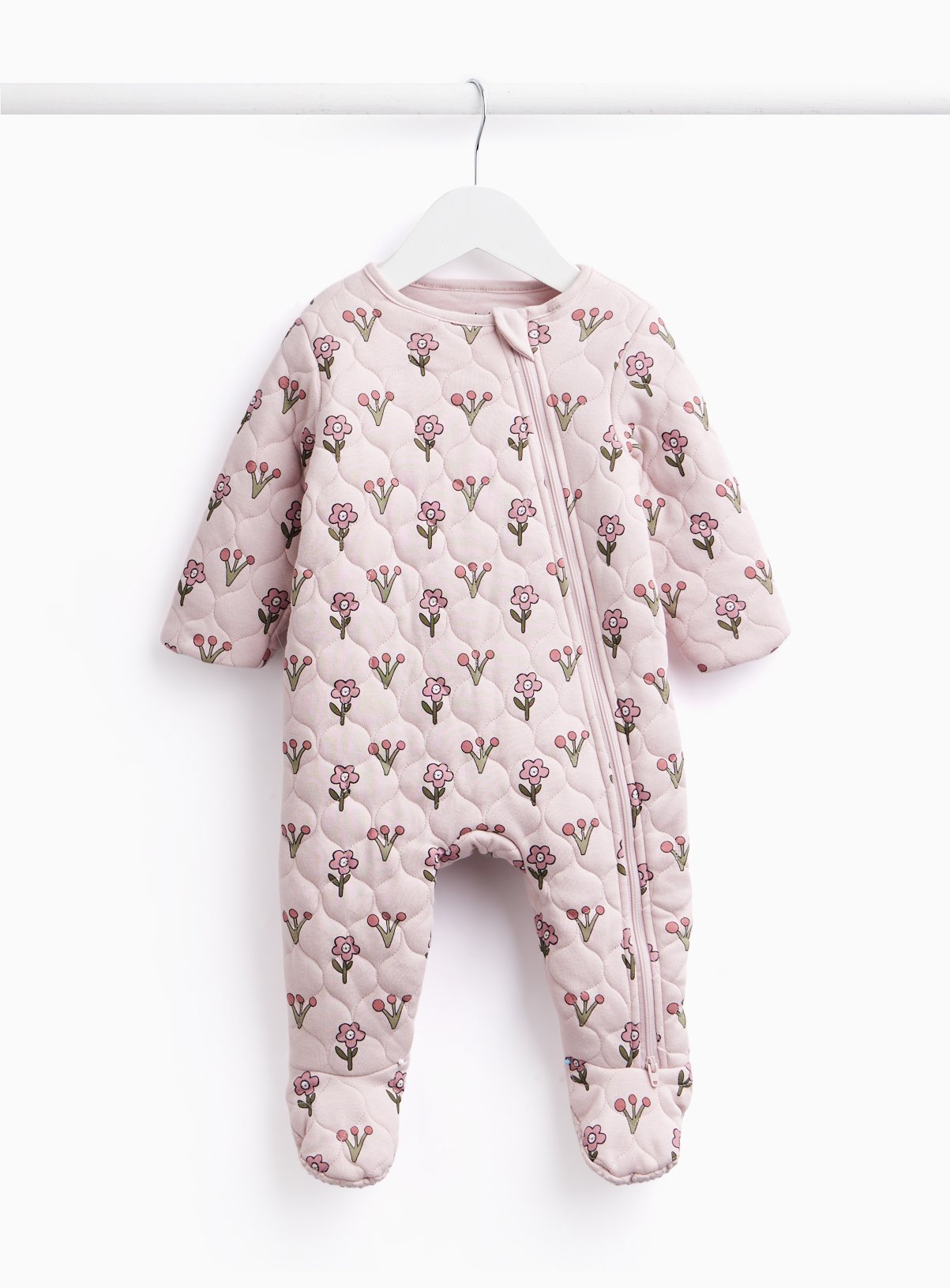 Pink Daisy Print Sleepsuit Up to 3 mths