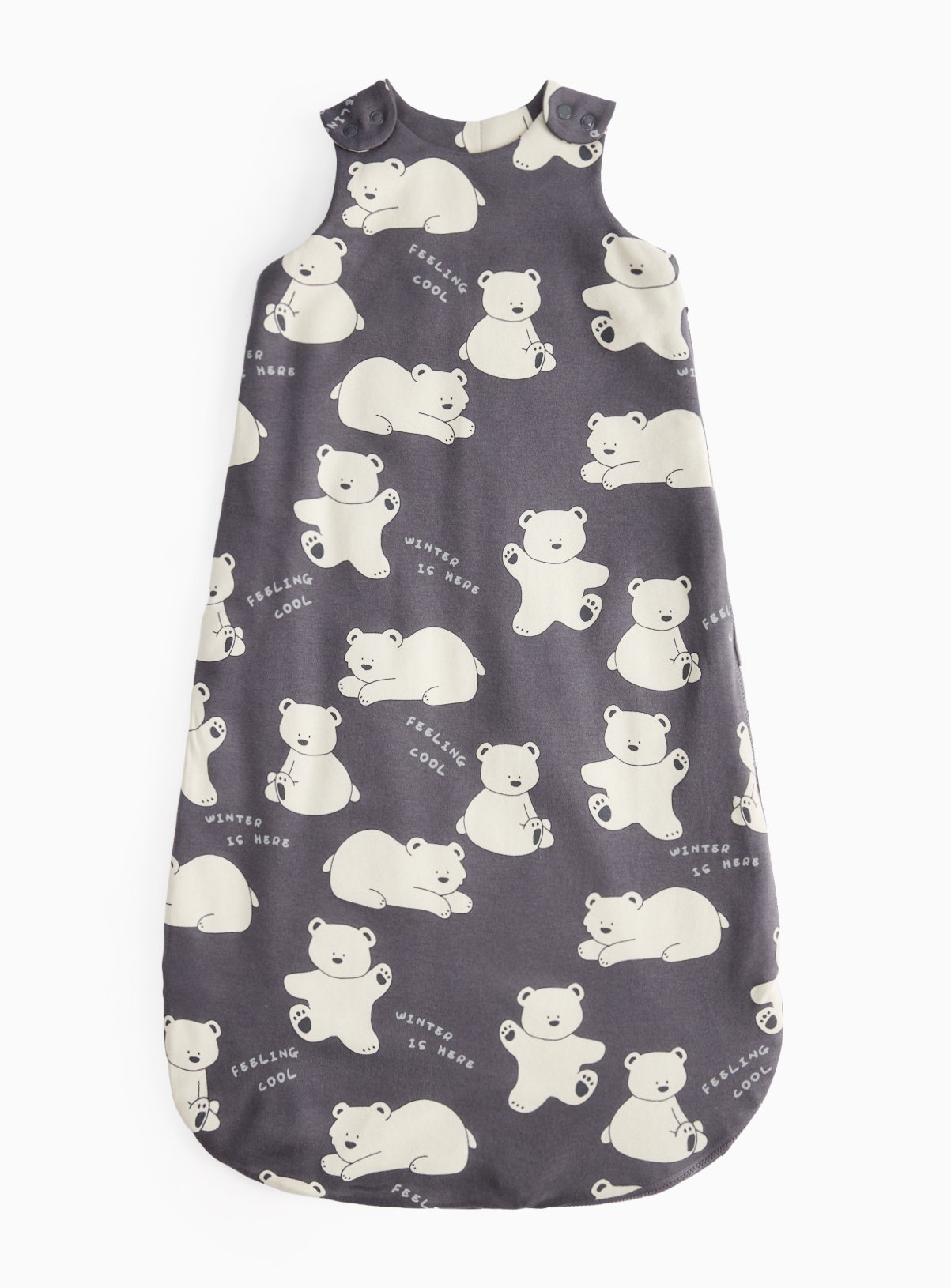Charcoal Polar Bear Print 2.5 Tog Sleeping Bag 