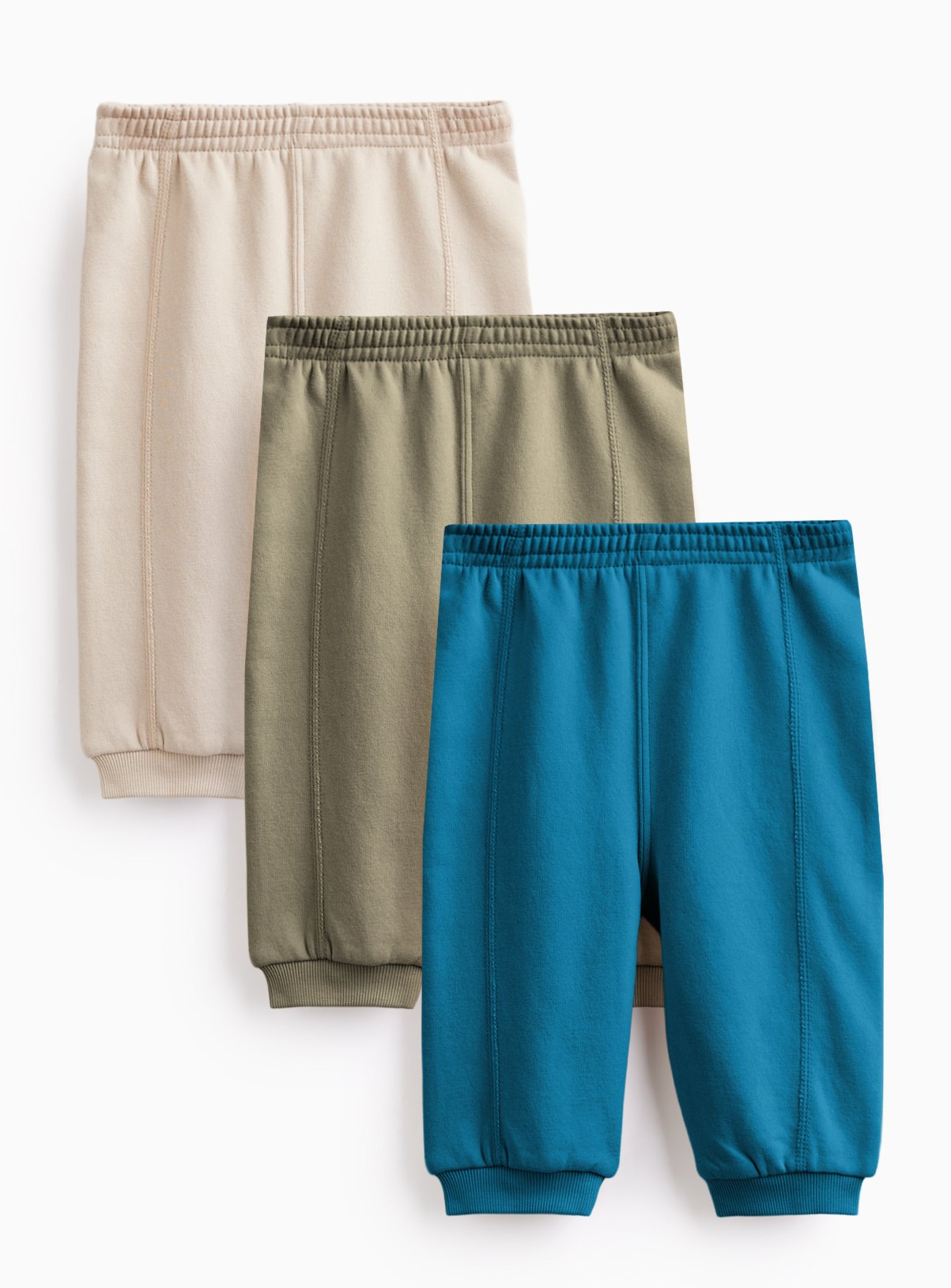 Blue, Green & Cream Joggers 3-Pack 
