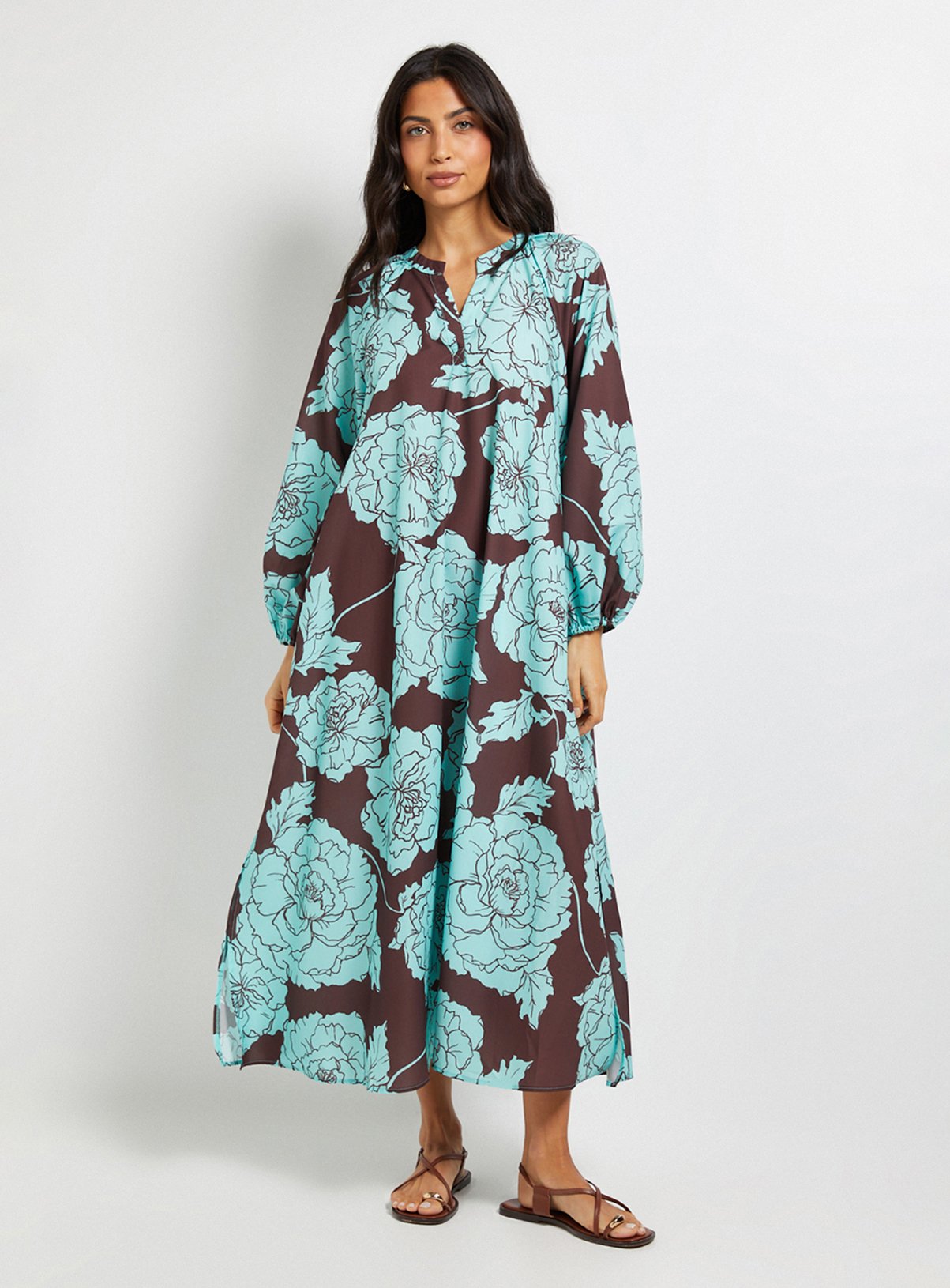 WALLIS Floral Collarless Midaxi Dress 22