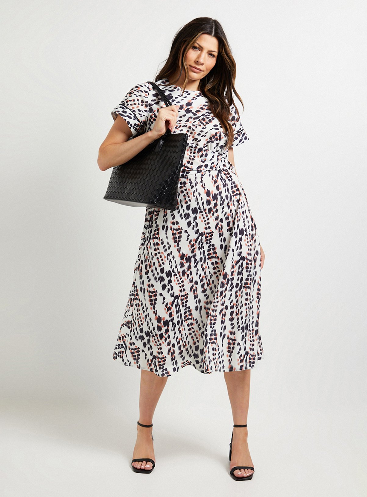 WALLIS Printed Knot Midi Dress Ivory 22