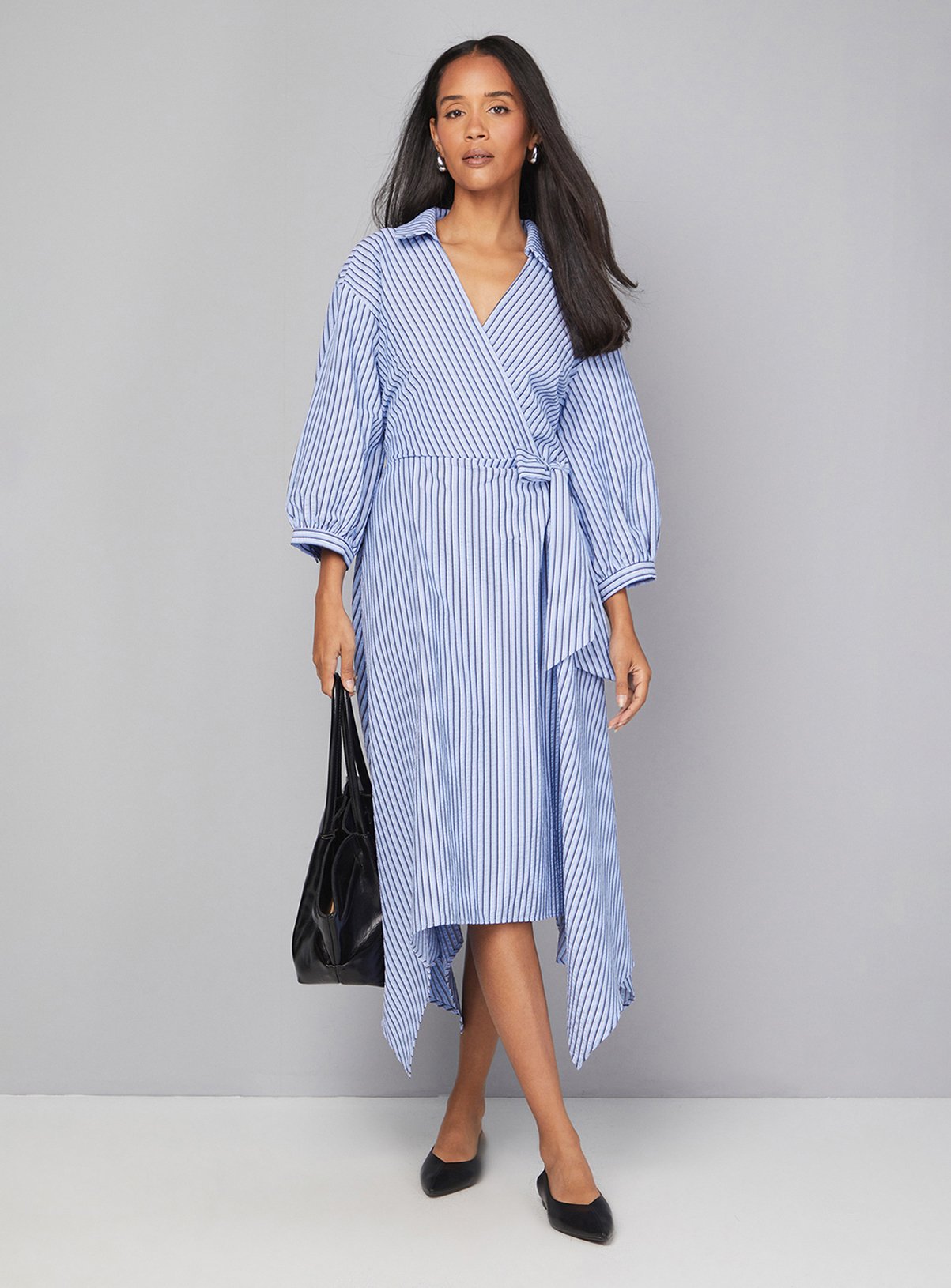 WALLIS Stripe Wrap Midi Dress 20