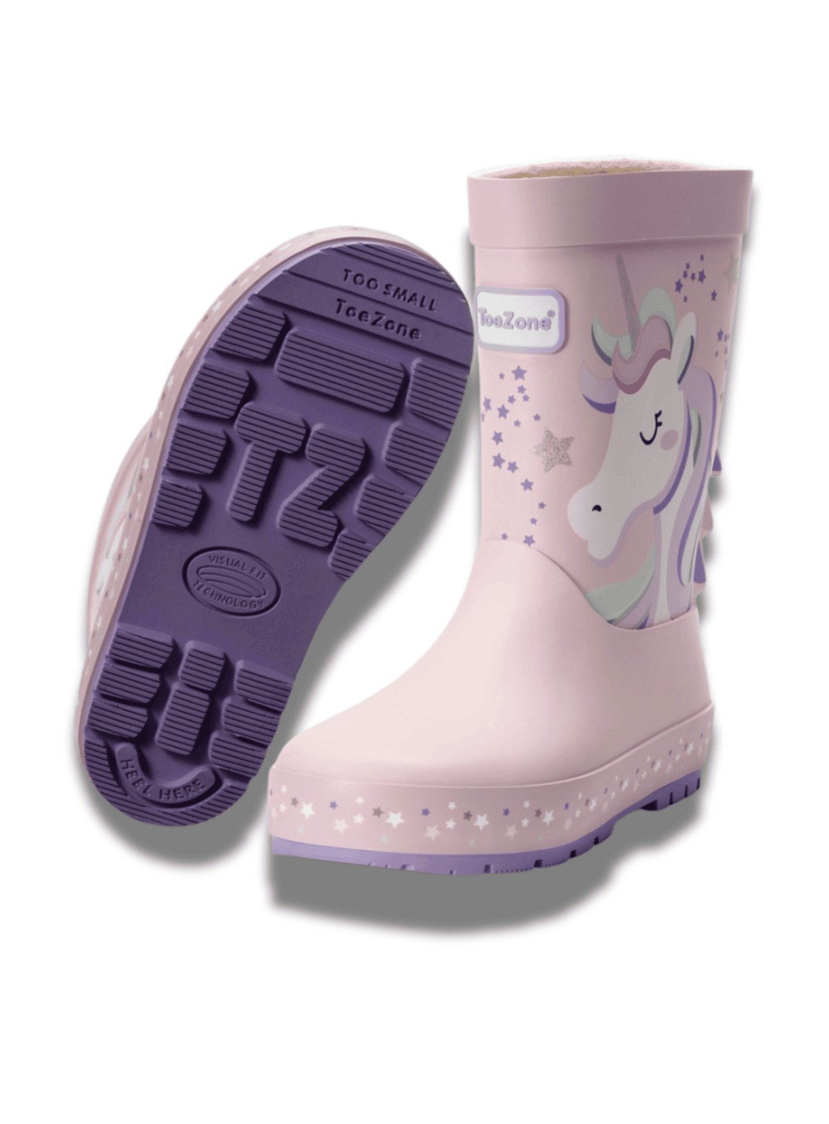 TOEZONE Star Girls Unicorn Print Pink Waterproof Lined Wellies 