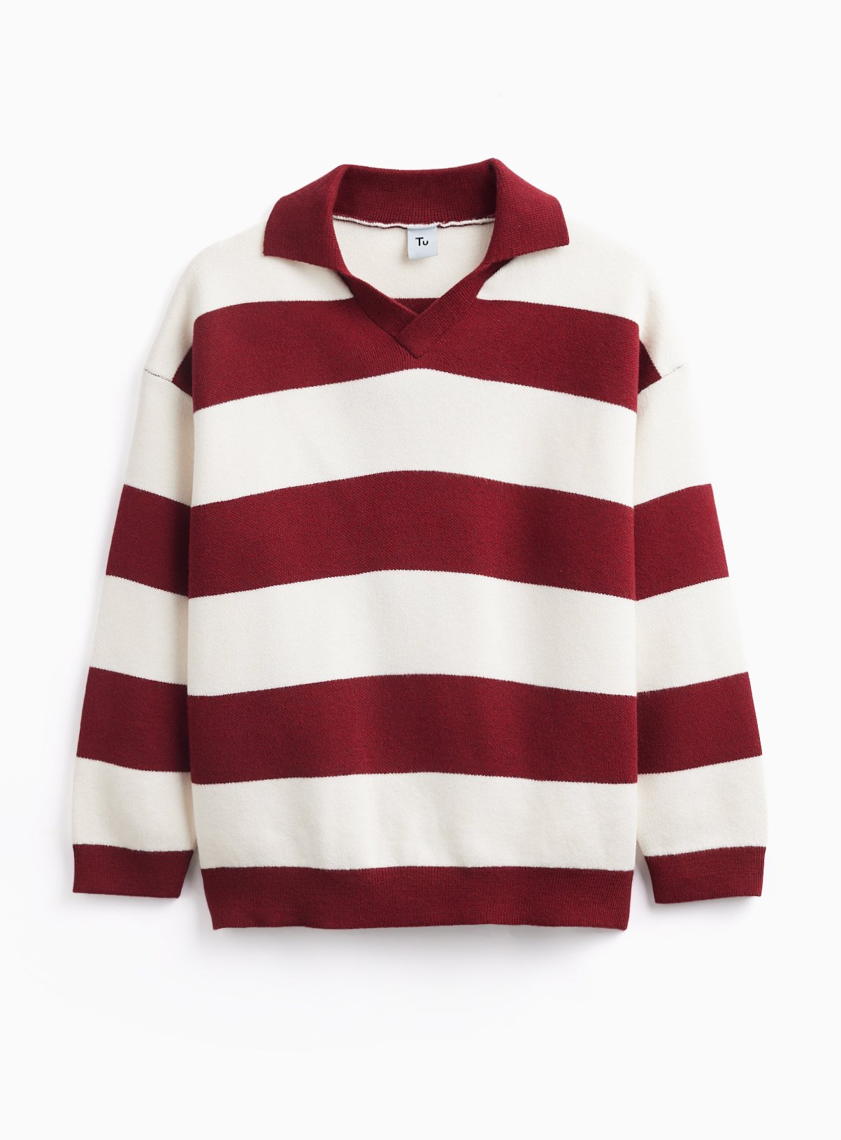 Red & Ecru Stripe Rugby Knitted Top 7-8 years