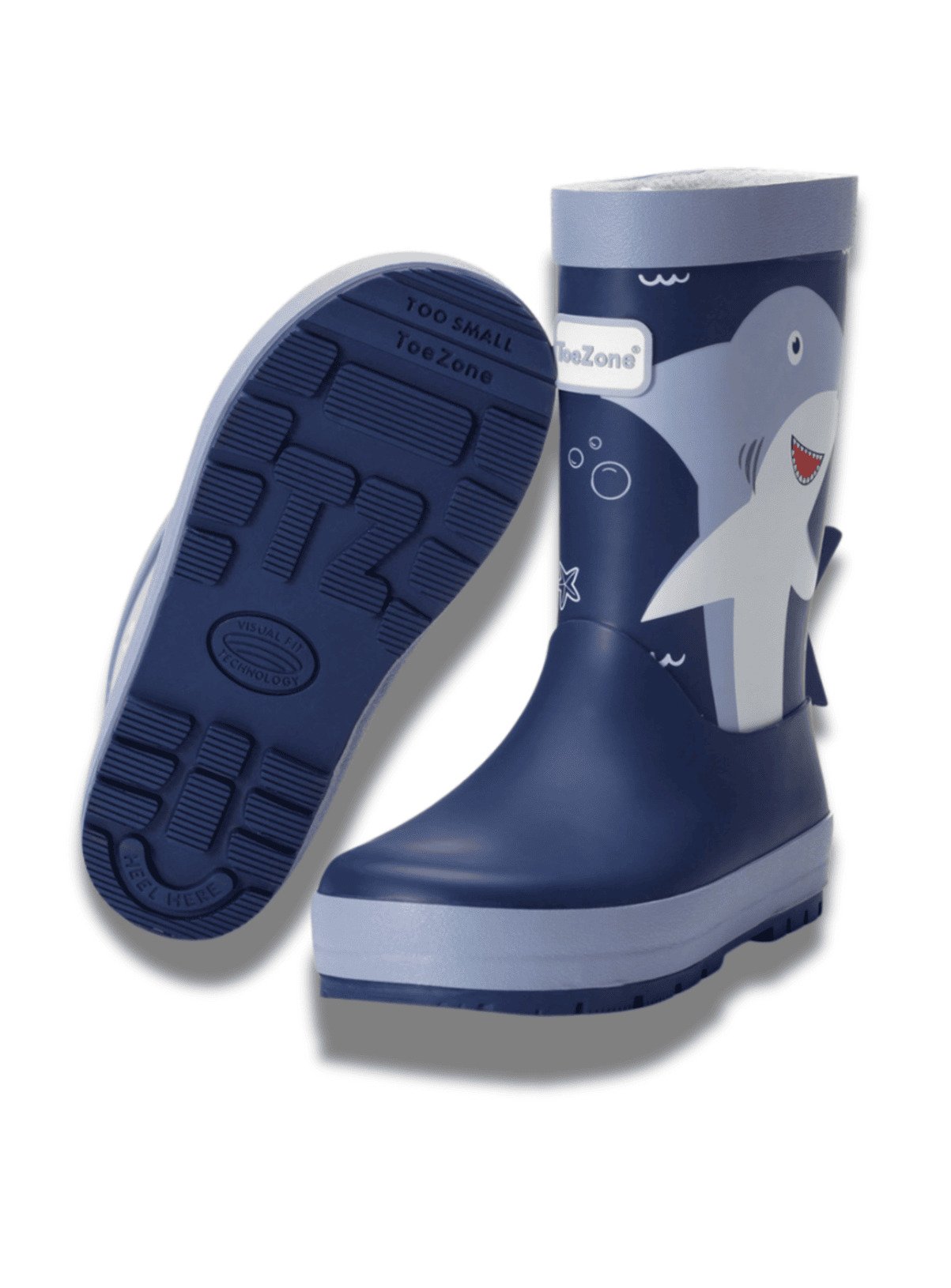 TOEZONE Sammy Boys Shark Character Navy Waterproof Lined Wellies 