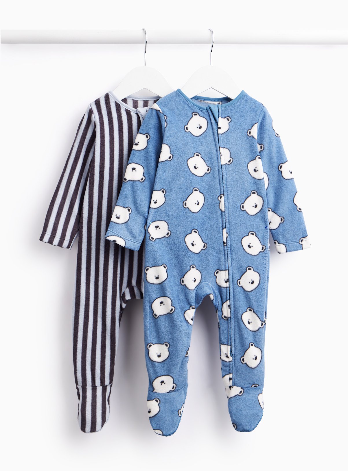 Blue Microfleece Sleepsuits 2-Pack 
