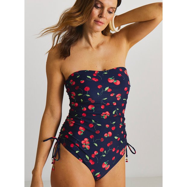 Buy SIMPLY BE Cherry Print Bandeau Tummy Control Swimsuit 10
