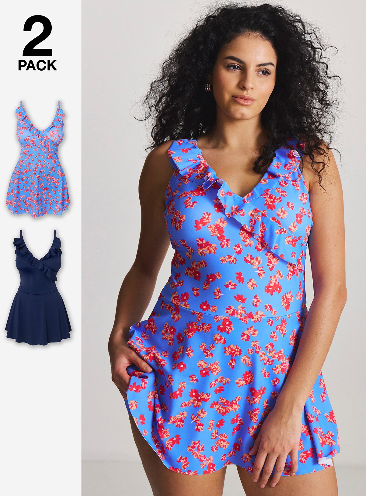 SIMPLY BE Value 2 Pack Swimdress Multi Floral 20