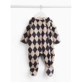 Fluffy Fleece Harlequin Zip Sleepsuit