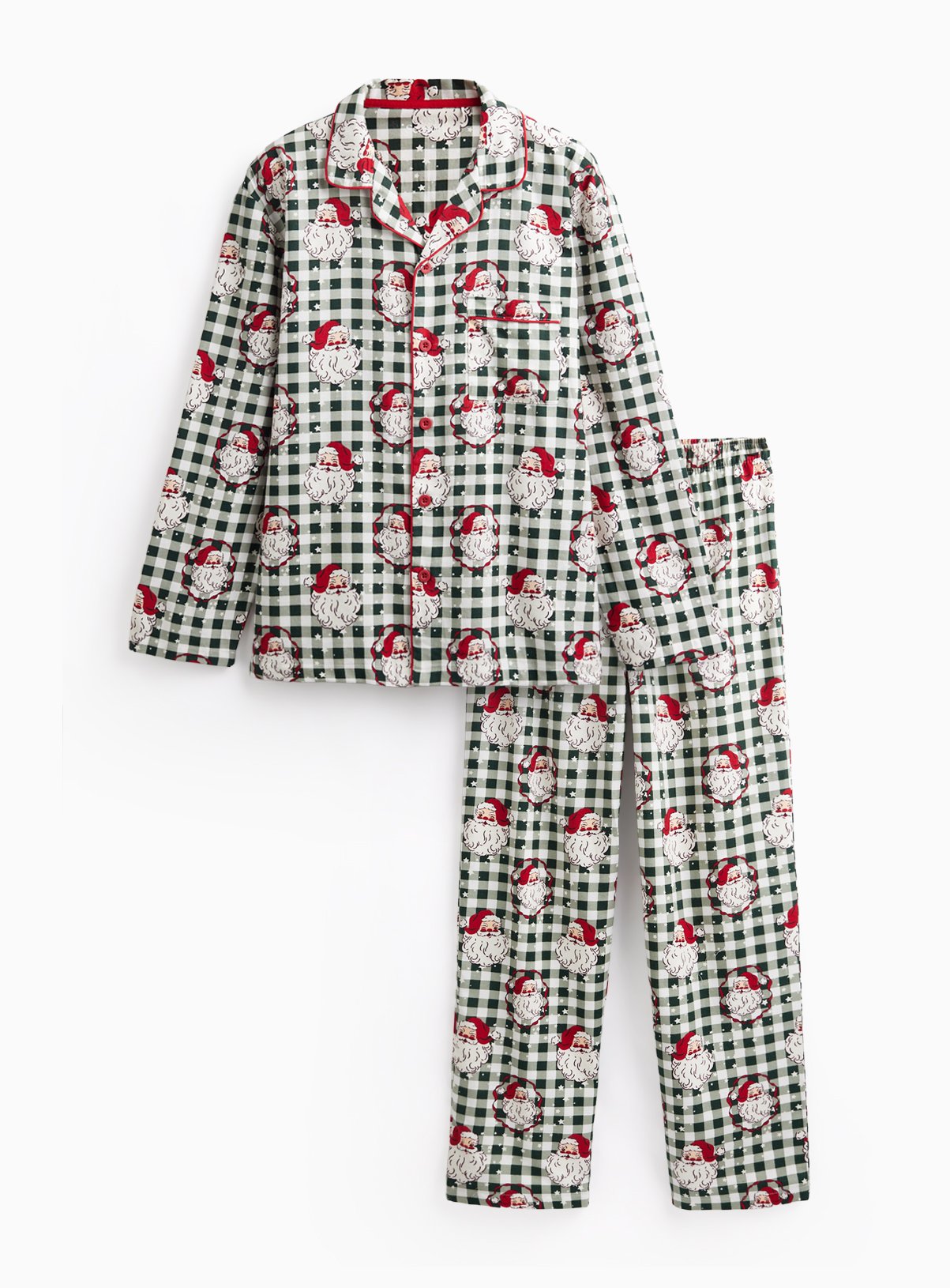 Family Matching Men's Christmas Santa Heads Check Traditional Pyjamas 