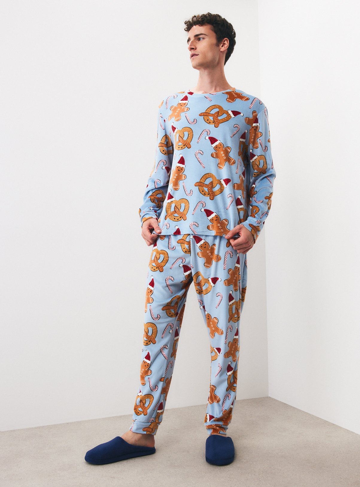 Family Matching Christmas Blue Slinky Pretzel Pyjama Set  
