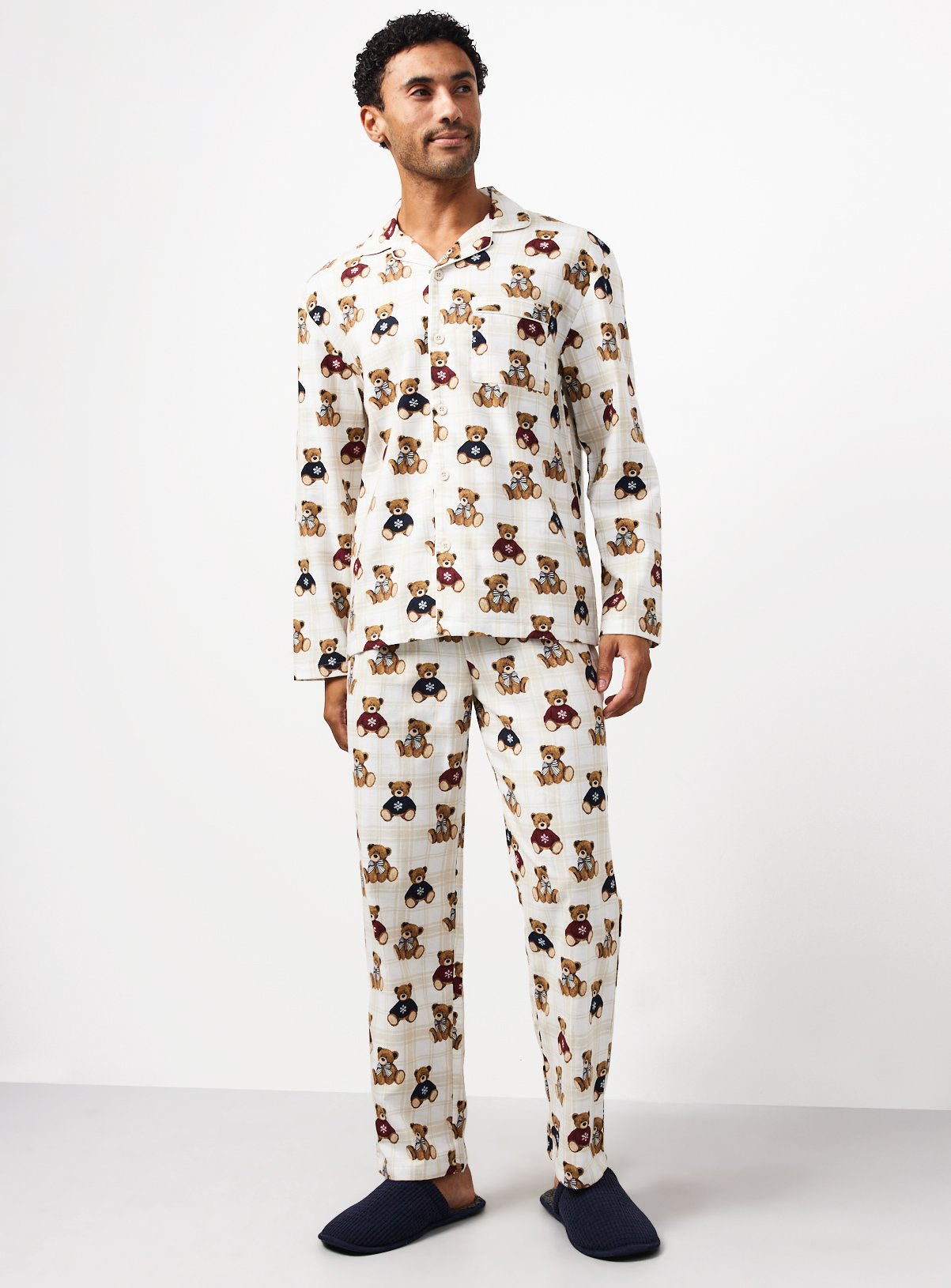 Bear Print Pyjama Top & Bottoms Set 