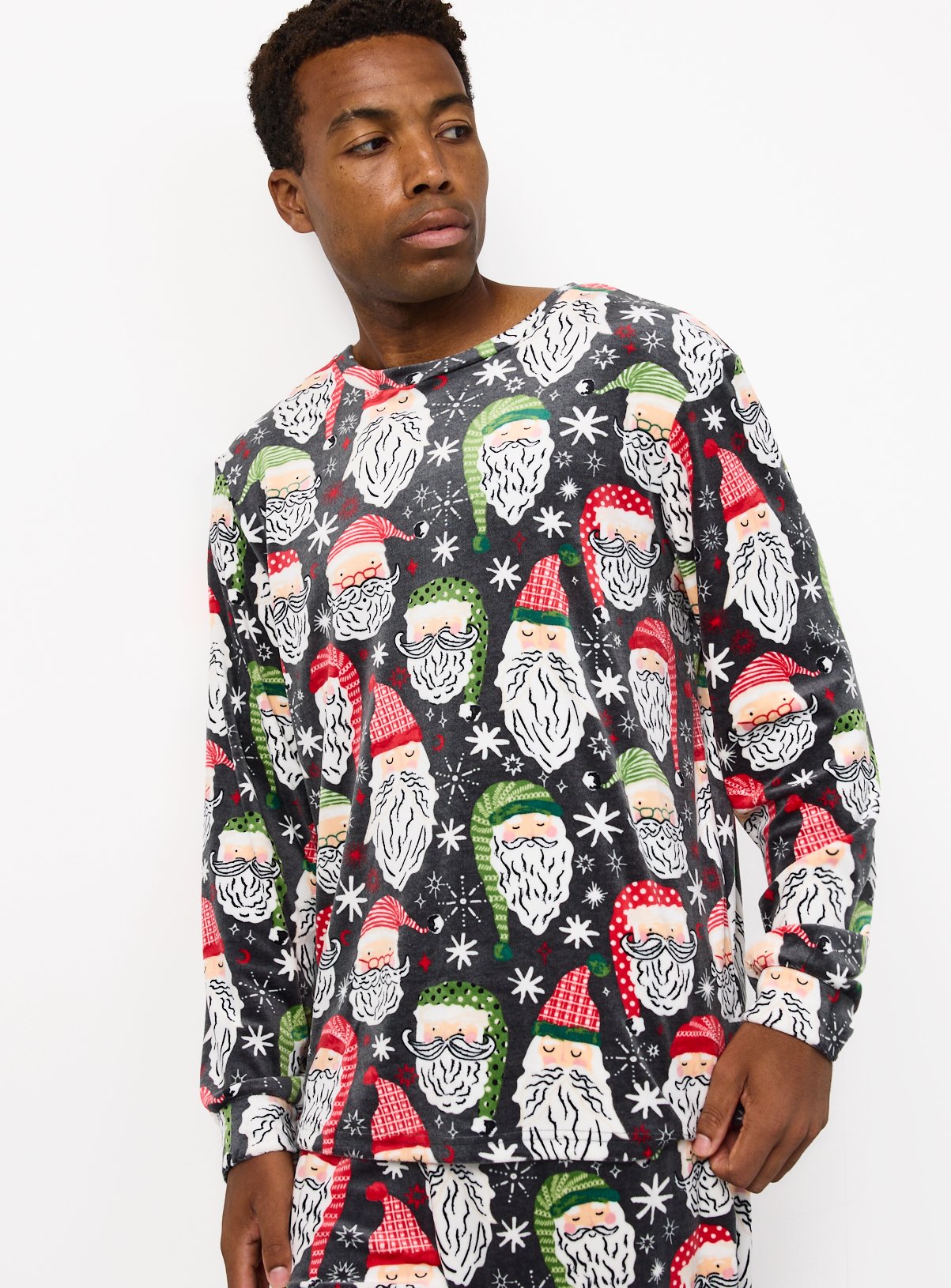 Family Matching Santa Head Print Long-Sleeved Pyjamas 