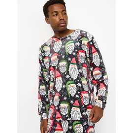 Family Matching Santa Head Print Long-Sleeved Pyjamas