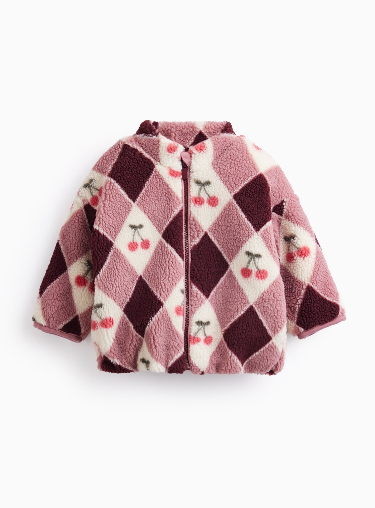 Pink Heritage Cherry Print Borg Jacket 