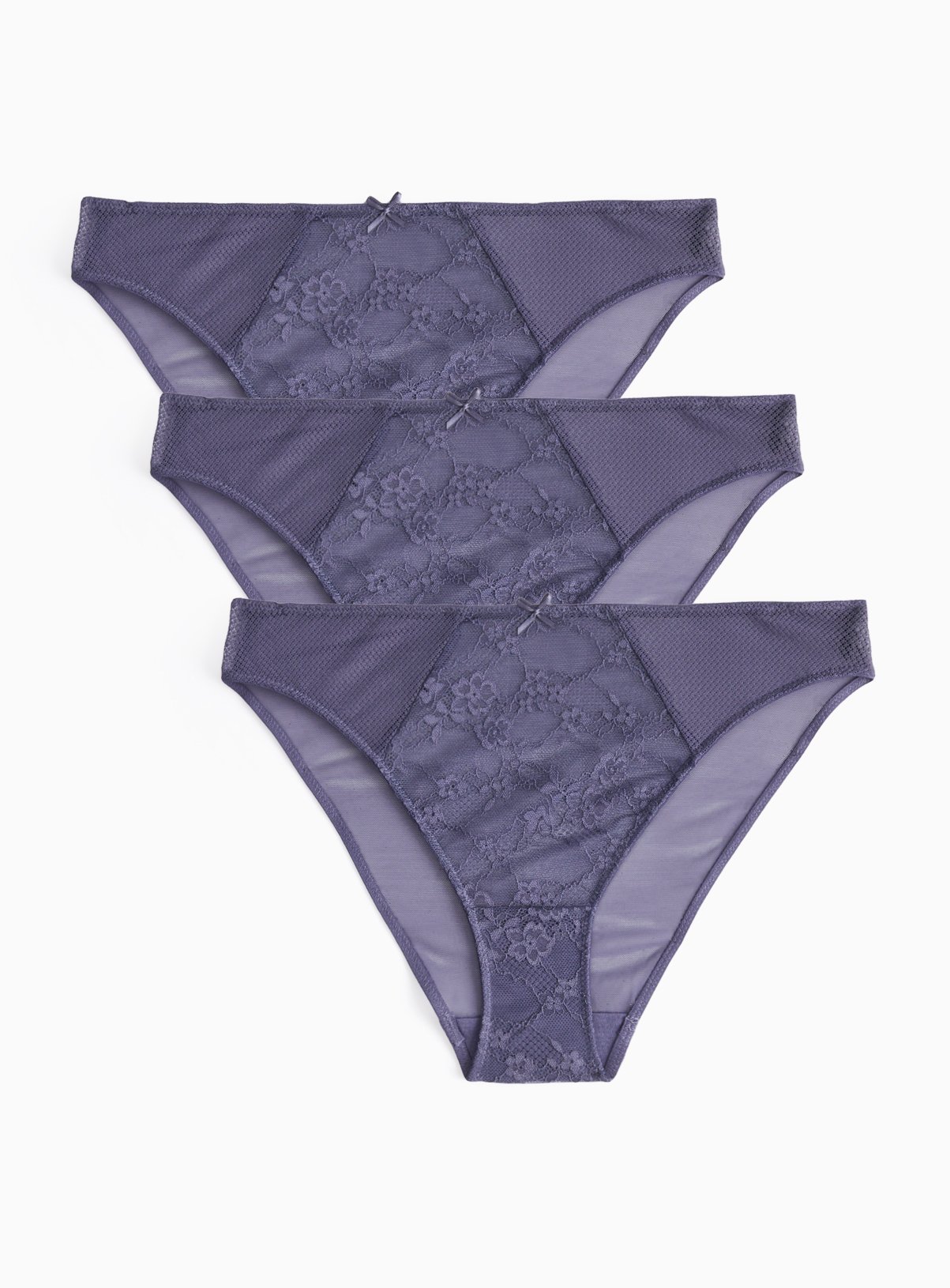 Mia Greystone Lace High Leg Knickers 3 Pack 