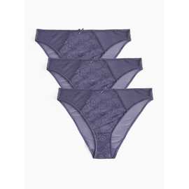 Mia Indigo Lace High Leg Knickers 3 Pack