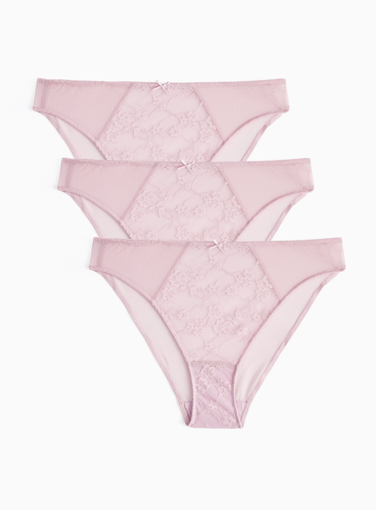 Lilac Lace High Waist High Leg Knickers 3 Pack 