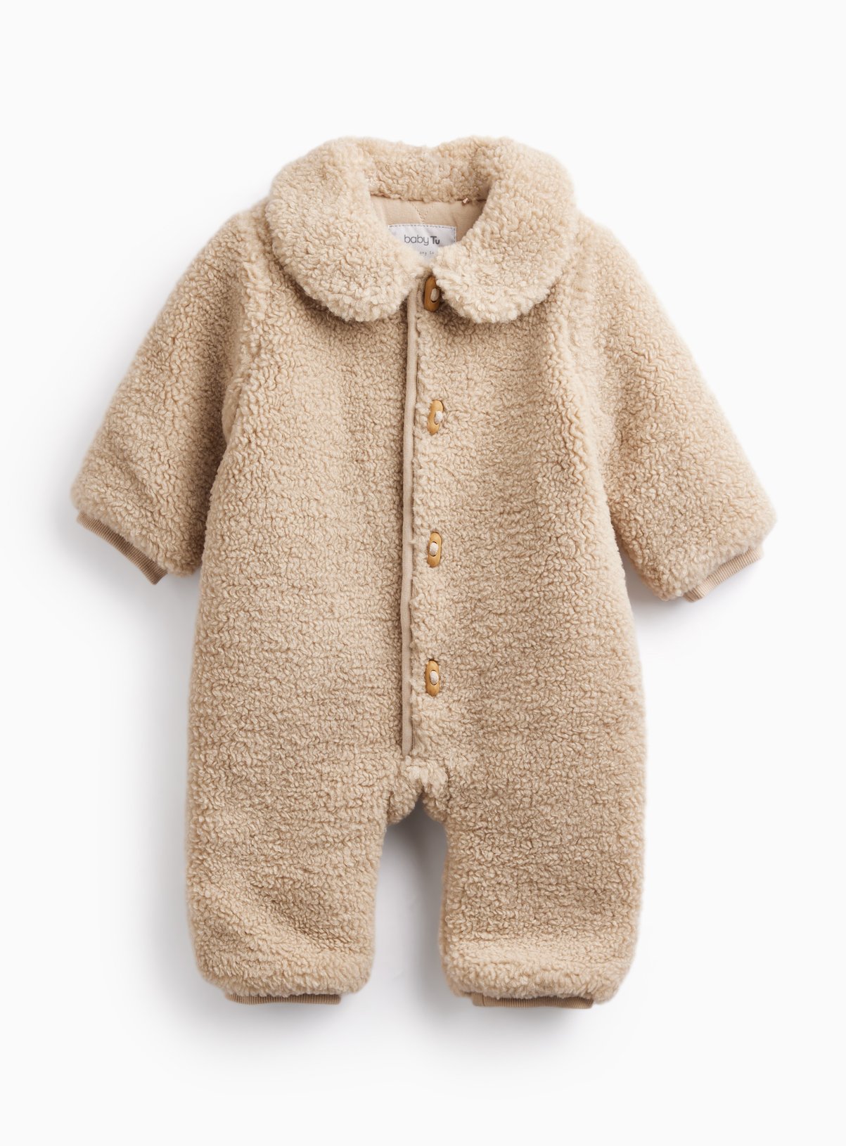 Cream Borg Collared Pramsuit 