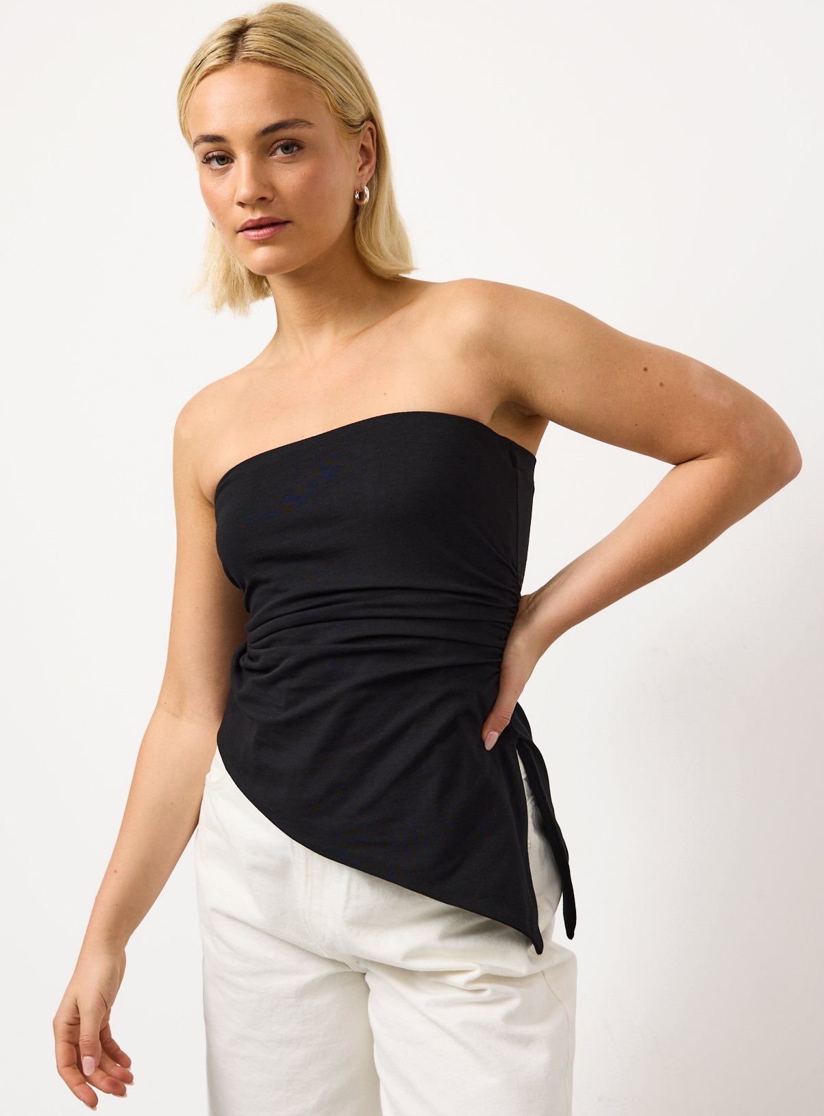 Asymmetric Double Lined Bandeau Top 