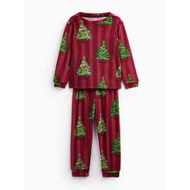 Dark Red Christmas Tree Pyjamas 2-Piece Set