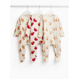 Christmas Print Sleepsuits 3-Pack