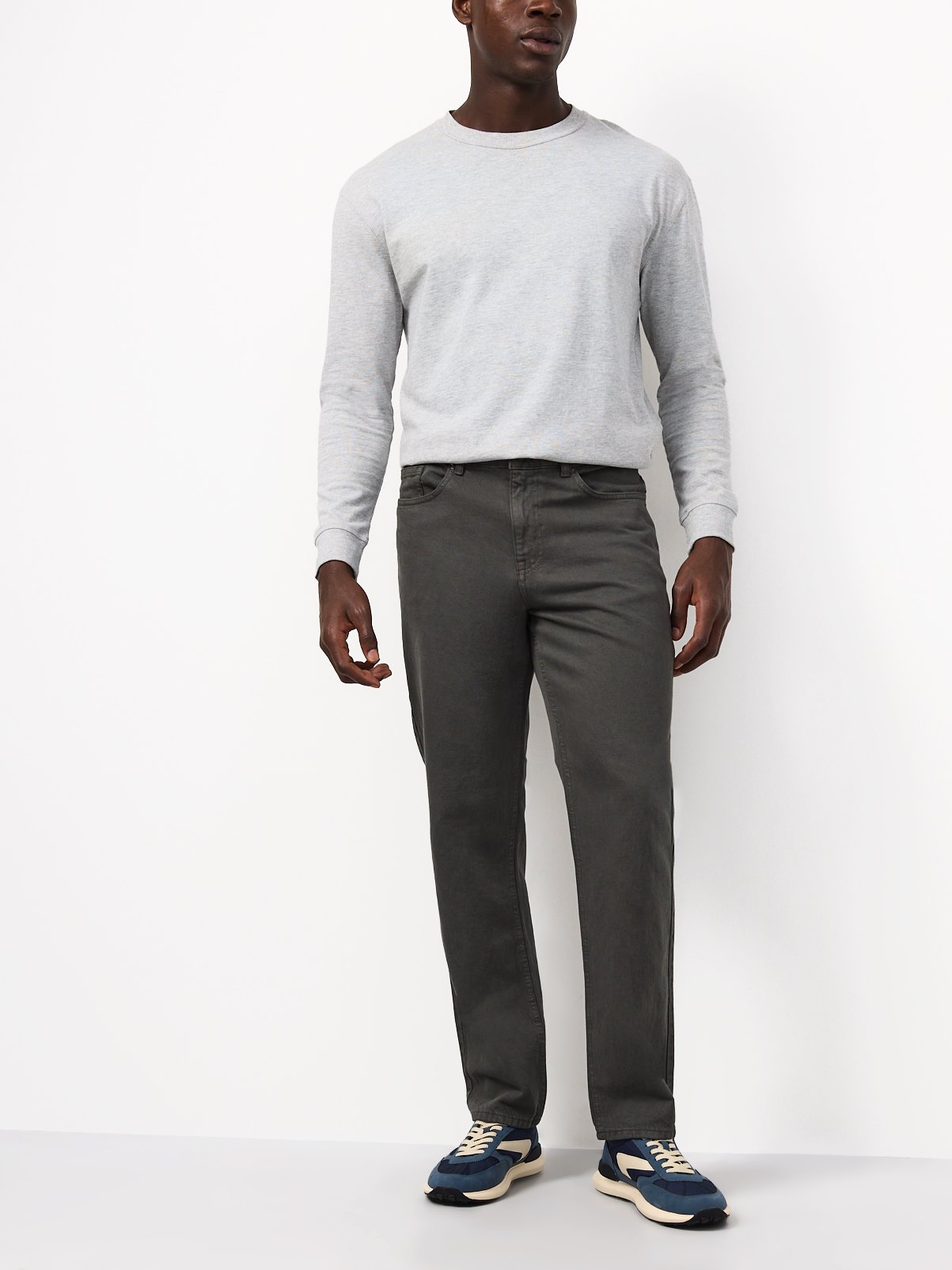 Khaki Straight Leg Denim Jeans 