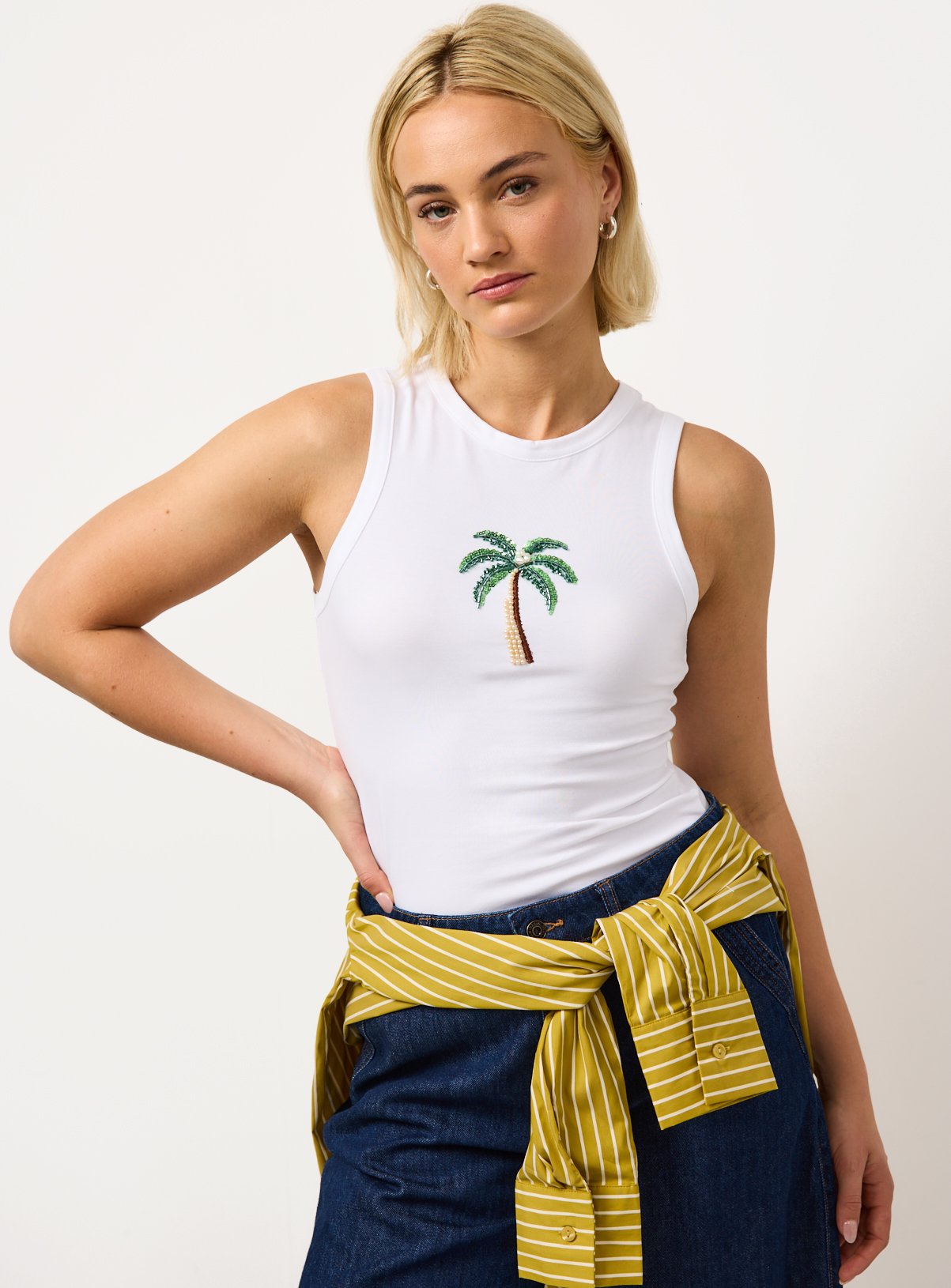 Palm Tree Embellished Vest 