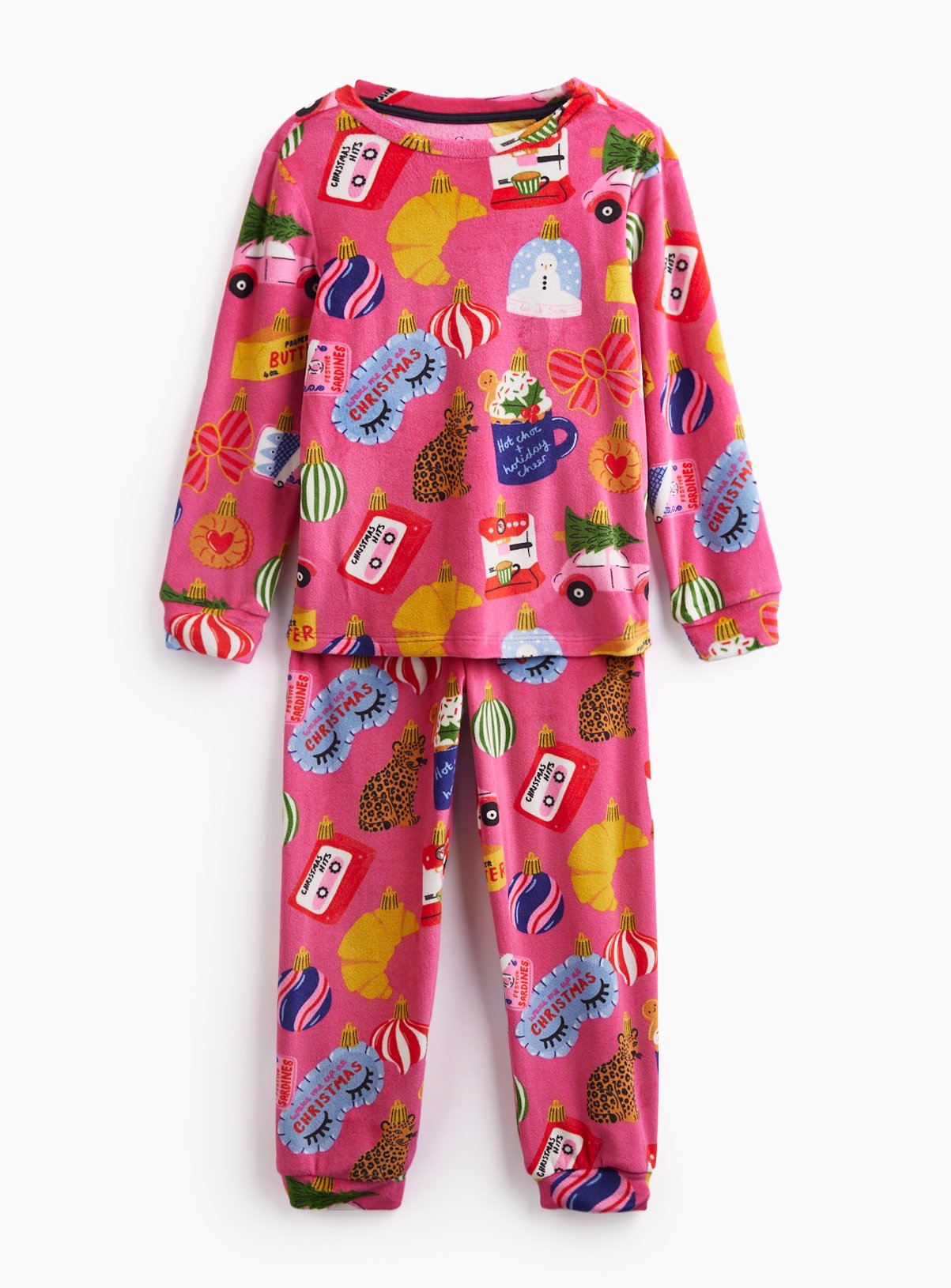 Family Matching Pink Bauble Print Pyjama Set 