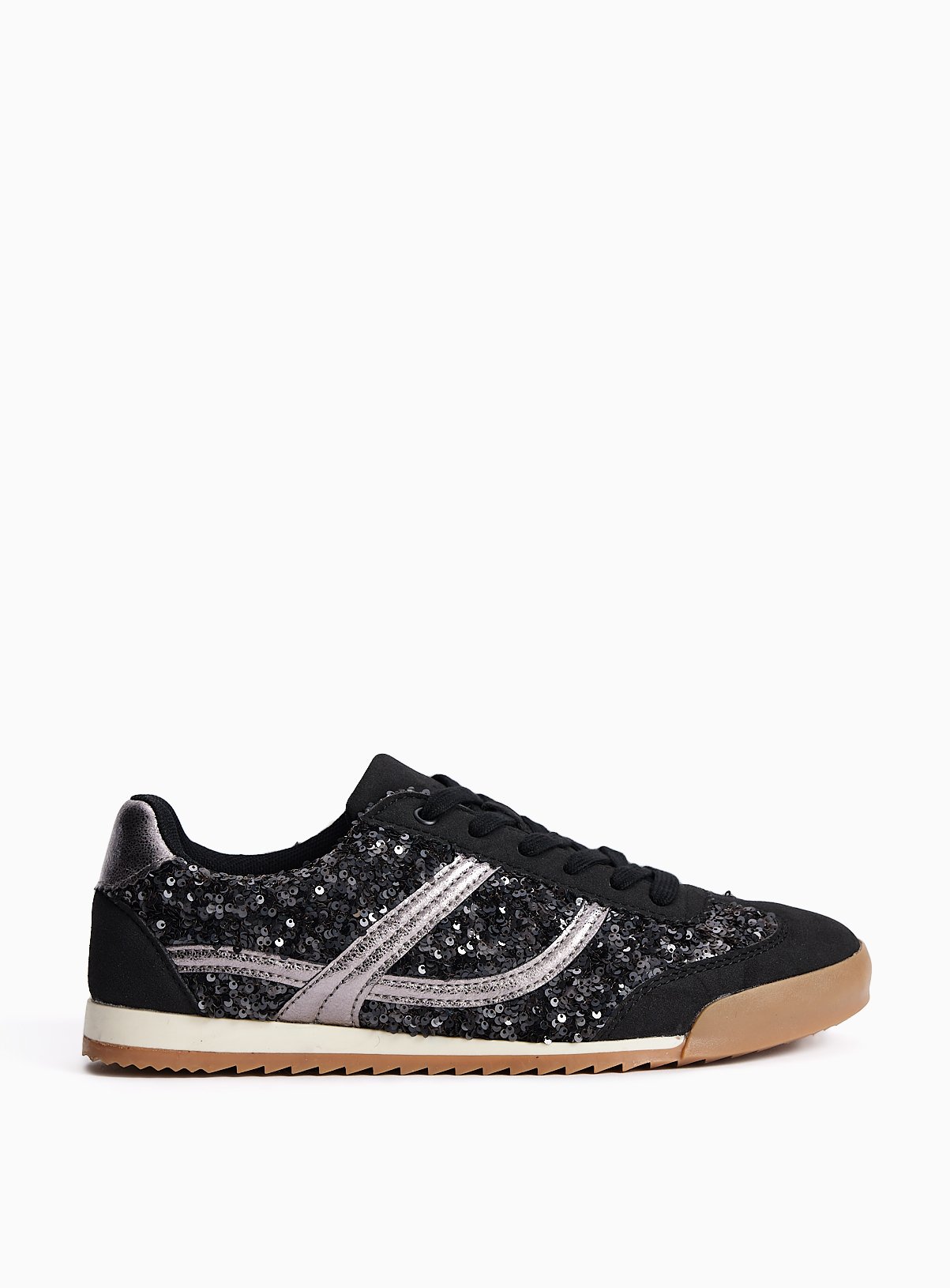 Black Retro-Style Sequin Trainers 