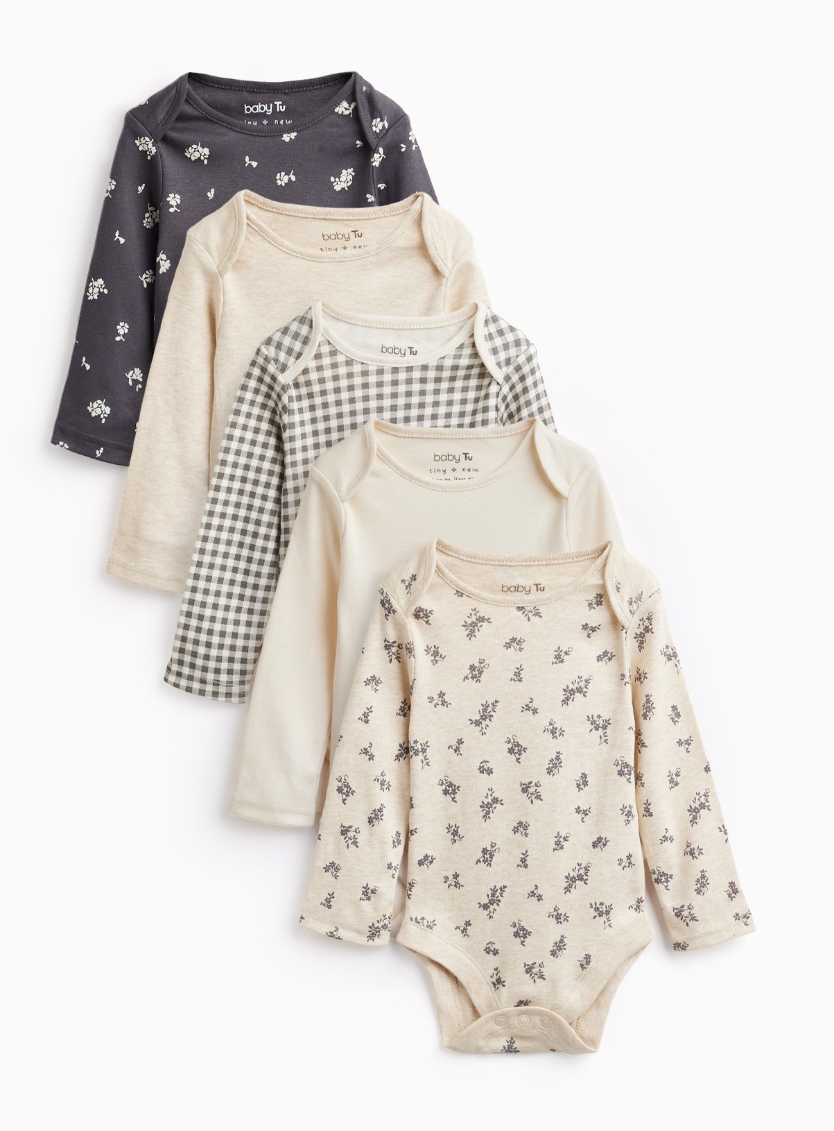 Mono Floral Bodysuits 5-Pack Newborn