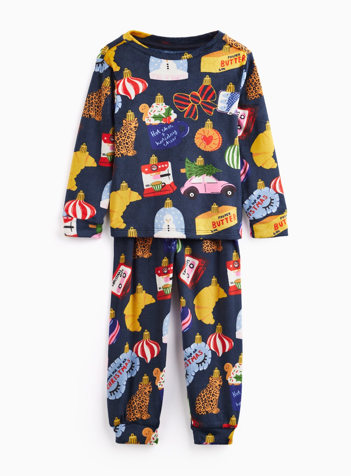 Family Matching Blue Bauble Print Pyjamas 