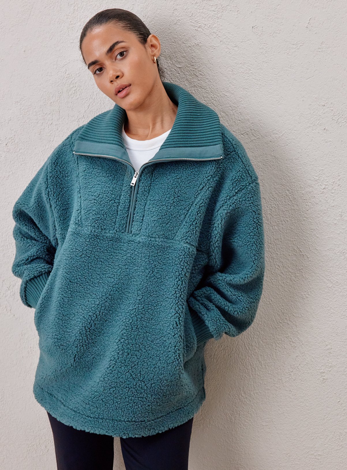 REAKTIV Green Borg Half Zip Sherpa Pullover Jacket XXL