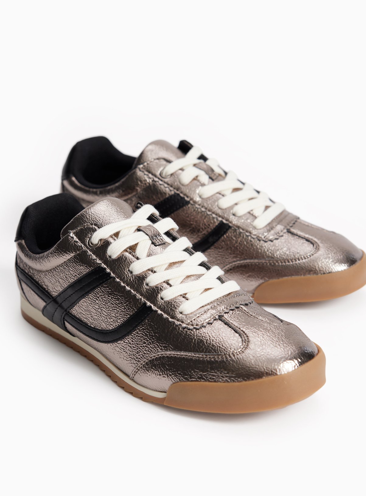 Metallic Pewter Retro Trainers 