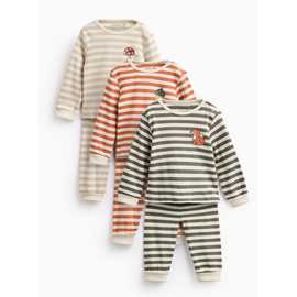Woodland Animal Ribbed Pyjamas 3 Pack